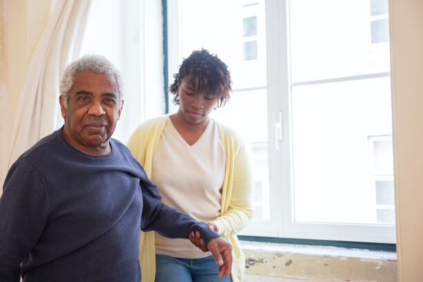 Caregiver with old man